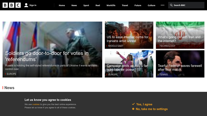bbc-homepage
Breaking news, sport, TV, radio and a whole lot more. The BBC informs, educates and entertains - wherever you are, whatever your age.
BC, bbc.co.uk, Search, British Broadcasting Corporation thumbnail